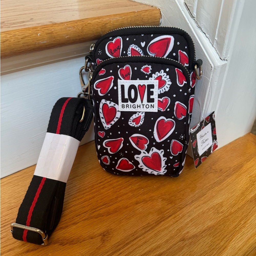 Brighton Black and Red Heart Crossbody Bag